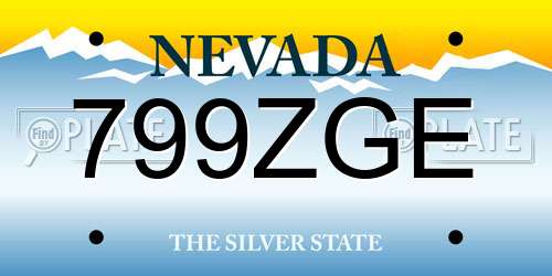 799ZGE Nevada License Plate