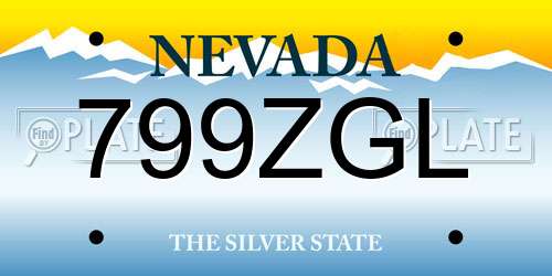 799ZGL Nevada License Plate