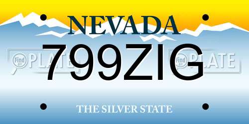 799ZIG Nevada License Plate