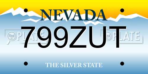 799ZUT Nevada License Plate
