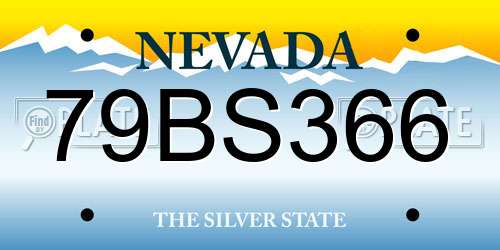 79BS366 Nevada License Plate