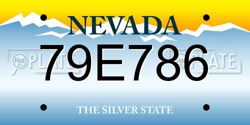 79E786 Nevada License Plate
