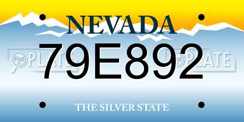 79E892 Nevada License Plate