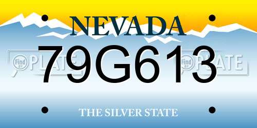 79G613 Nevada License Plate