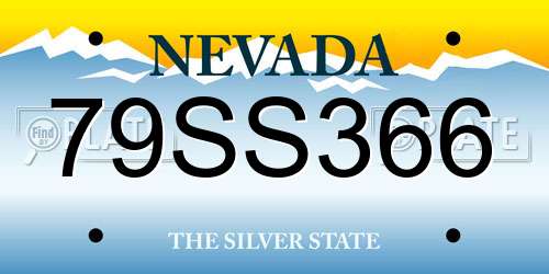 79SS366 Nevada License Plate