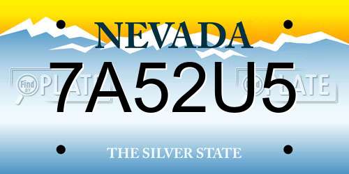 7A52U5 Nevada License Plate
