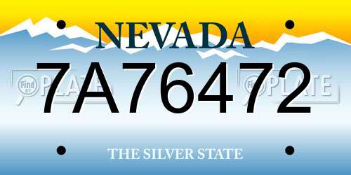 7A76472 Nevada License Plate