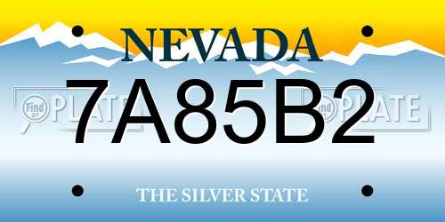 7A85B2 Nevada License Plate