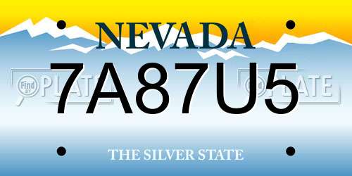 7A87U5 Nevada License Plate