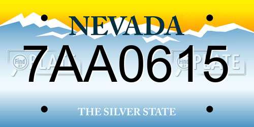 7AA0615 Nevada License Plate
