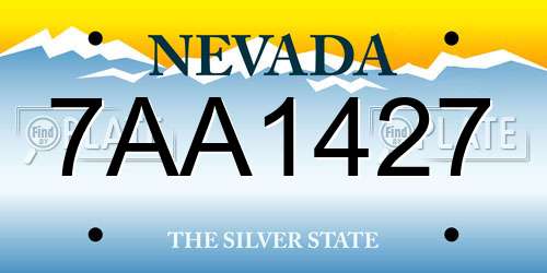 7AA1427 Nevada License Plate