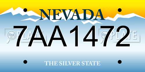 7AA1472 Nevada License Plate