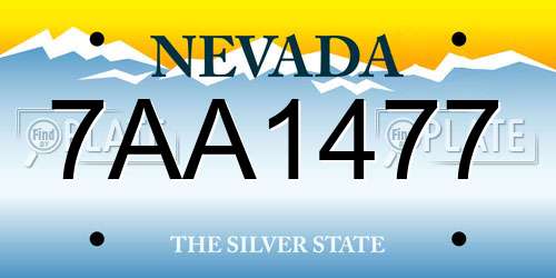 7AA1477 Nevada License Plate