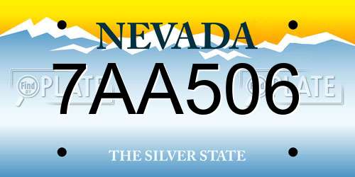 7AA506 Nevada License Plate