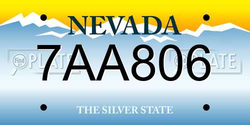 7AA806 Nevada License Plate