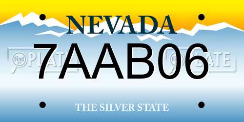 7AAB06 Nevada License Plate