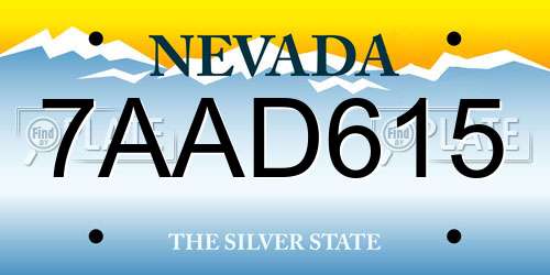 7AAD615 Nevada License Plate