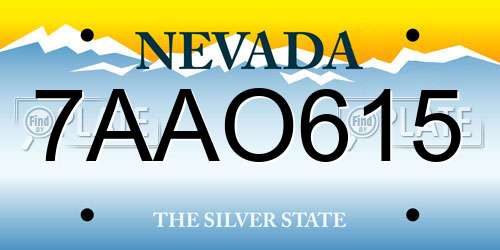 7AAO615 Nevada License Plate