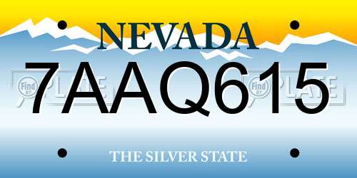 7AAQ615 Nevada License Plate