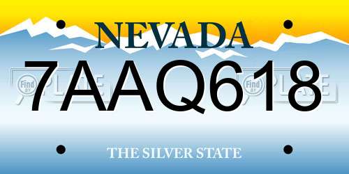 7AAQ618 Nevada License Plate