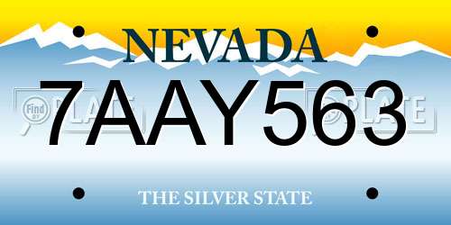 7AAY563 Nevada License Plate