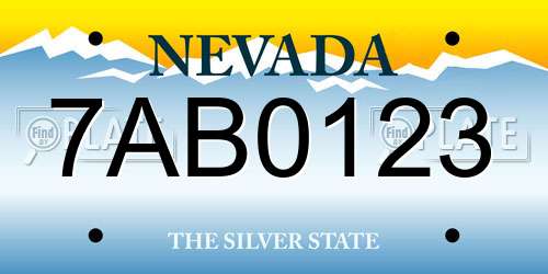 7AB0123 Nevada License Plate