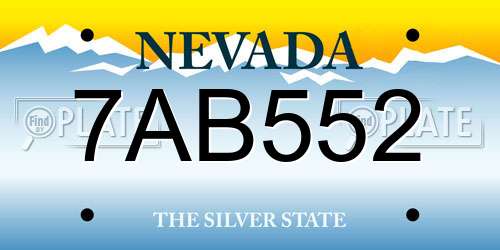 7AB552 Nevada License Plate