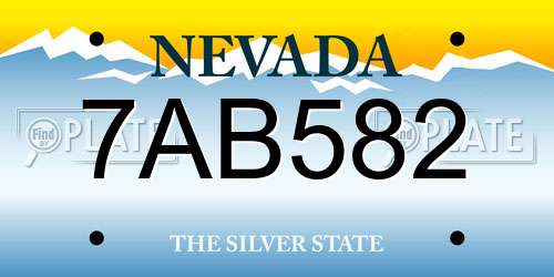 7AB582 Nevada License Plate
