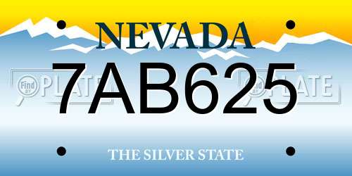 7AB625 Nevada License Plate