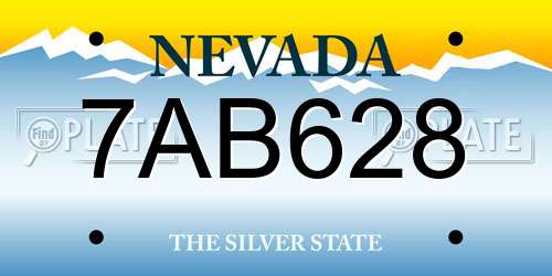7AB628 Nevada License Plate