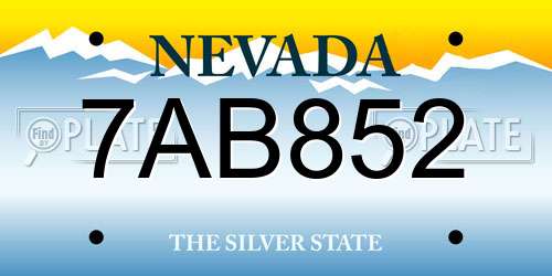 7AB852 Nevada License Plate