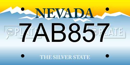 7AB857 Nevada License Plate
