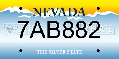 7AB882 Nevada License Plate