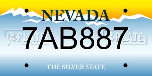 7AB887 Nevada License Plate