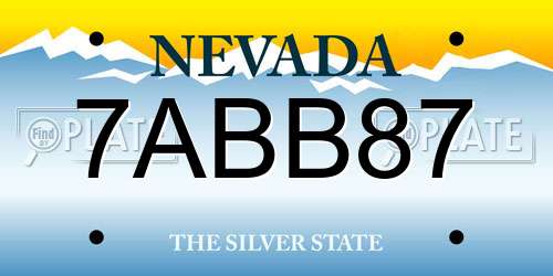 7ABB87 Nevada License Plate
