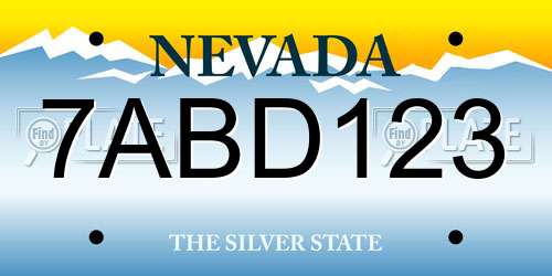 7ABD123 Nevada License Plate
