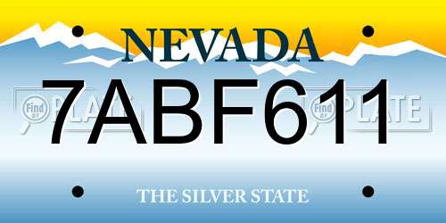 7ABF611 Nevada License Plate