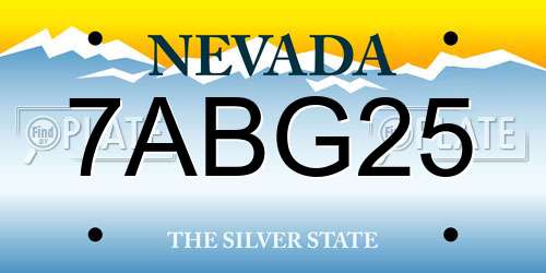7ABG25 Nevada License Plate