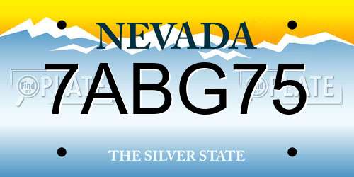 7ABG75 Nevada License Plate