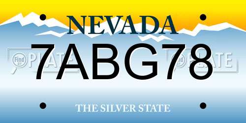 7ABG78 Nevada License Plate
