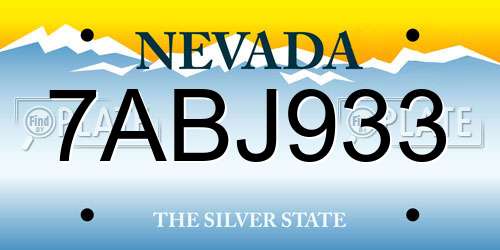 7ABJ933 Nevada License Plate