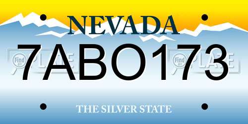 7ABO173 Nevada License Plate