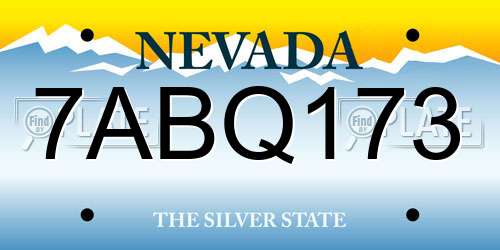 7ABQ173 Nevada License Plate
