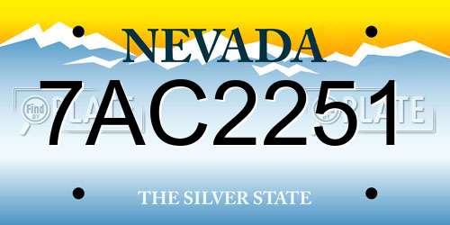 7AC2251 Nevada License Plate