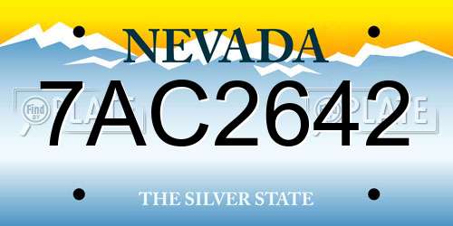 7AC2642 Nevada License Plate