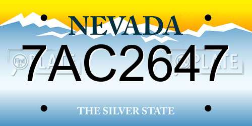 7AC2647 Nevada License Plate