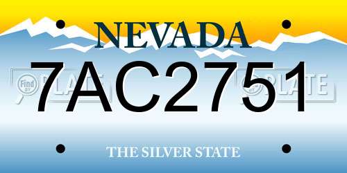 7AC2751 Nevada License Plate