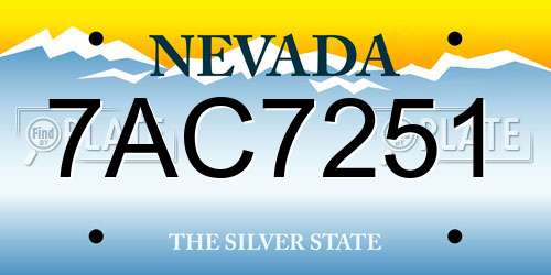 7AC7251 Nevada License Plate