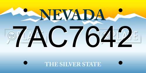 7AC7642 Nevada License Plate