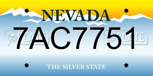 7AC7751 Nevada License Plate